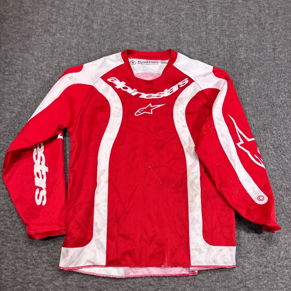 Alpinestars Motocross Jersey Kids Youth M Red Distressed Racer Professional